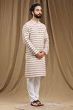 CREAM COTTON DOBBY LONG KURTA