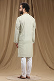 GREY COTTON KANTHA LONG KURTA