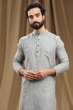 GREY COTTON KANTHA LONG KURTA