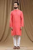 PINK COTTON DOBBY LONG KURTA