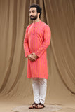 PINK COTTON DOBBY LONG KURTA