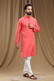 PINK COTTON DOBBY LONG KURTA