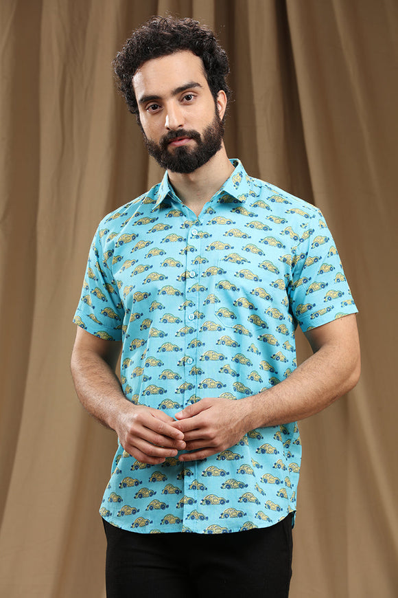 Hand Block Print Cotton Shirt with Half Sleeves - Traditional Artistry meets Contemporary Fashion