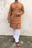 SUPERIOR HANDWOVEN COTTON IKAT WEAVE LONG KURTA