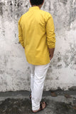 COTTON SLUB YELLOW SHORT KURTA