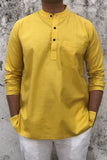 COTTON SLUB YELLOW SHORT KURTA