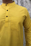 COTTON SLUB YELLOW SHORT KURTA