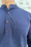 NAVY BLUE COTTON KANTHA LONG KURTA