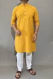 COTTON HALDI YELLOW PLAIN LONG KURTA