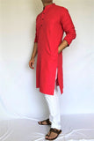 LINEN COTTON MAGENTA PLAIN LONG KURTA