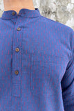 LIGHT BLUE COTTON KANTHA LONG KURTA