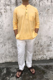 COTTON TEXTURED LEMON SHORT KURTA