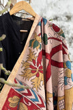 Srikalahasti Pen Work Kalamkari Chanderi Silk Handpainted Zari Border Dupatta with Tassels