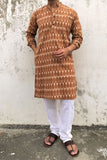 SUPERIOR HANDWOVEN COTTON IKAT WEAVE LONG KURTA