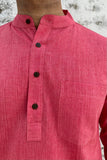 PINK COTTON KANTHA LONG KURTA