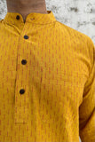 YELLOW COTTON KANTHA LONG KURTA