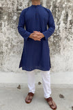 LIGHT BLUE COTTON KANTHA LONG KURTA