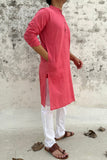 PINK COTTON KANTHA LONG KURTA