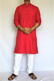 LINEN COTTON MAGENTA PLAIN LONG KURTA