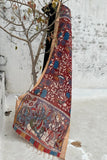 Srikalahasti Pen Work Kalamkari Chanderi Silk Handpainted Zari Border Dupatta with Tassels