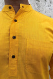 COTTON HANDLOOM YELLOW PLAIN LONG KURTA