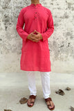 PINK COTTON KANTHA LONG KURTA