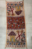 Srikalahasti Pen Work Kalamkari Chanderi Silk Handpainted Zari Border Dupatta with Tassels