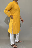 COTTON HALDI YELLOW PLAIN LONG KURTA