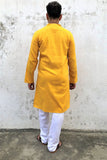 COTTON HANDLOOM YELLOW PLAIN LONG KURTA