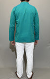 TURQUOISE COTTON PLAIN SHORT KURTA