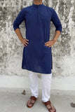 LIGHT BLUE COTTON KANTHA LONG KURTA