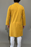 COTTON HALDI YELLOW PLAIN LONG KURTA