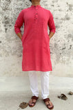 PINK COTTON KANTHA LONG KURTA