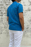 BLUE COTTON DOBBY SHORT KURTA