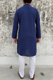 LIGHT BLUE COTTON KANTHA LONG KURTA