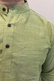 GREEN COTTON SLUB SHORT KURTA