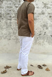 BROWN COTTON DOBBY SHORT KURTA