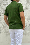 GREEN COTTON DOBBY SHORT KURTA