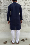 NAVY BLUE COTTON KANTHA LONG KURTA