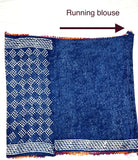 HAND BLOCK INDIGO SAREE WITH RUNNING BLOUSE ( Image Blouse not included)