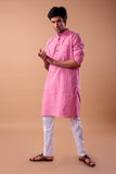 PINK COTTON DOBBY LONG KURTA