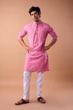 PINK COTTON DOBBY LONG KURTA