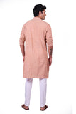 BEIGE COTTON KANTHA LONG KURTA