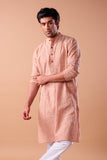 BEIGE COTTON KANTHA LONG KURTA