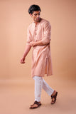 BEIGE COTTON KANTHA LONG KURTA