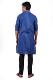 BLUE COTTON DOBBY LONG KURTA