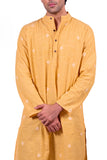 ORANGE COTTON DOBBY LONG KURTA