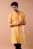 ORANGE COTTON DOBBY LONG KURTA